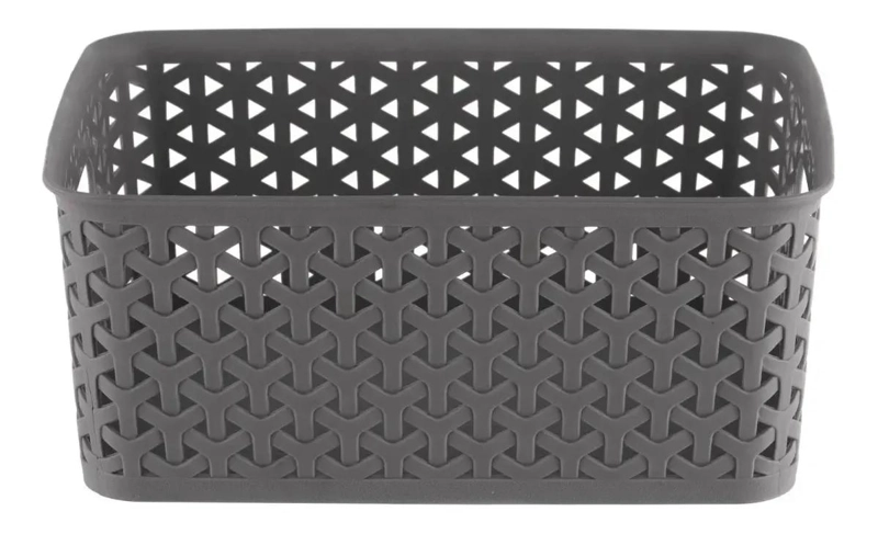 CANASTA DE RATAN GRIS CON MEDIDAS 25X19X10 CM PARA ALMACENAMIENTO - 1