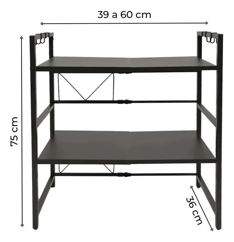 ESTANTE METALICO EXTENSIBLE DE 2 NIVELES PARA MICROONDAS Y COCINA - 2