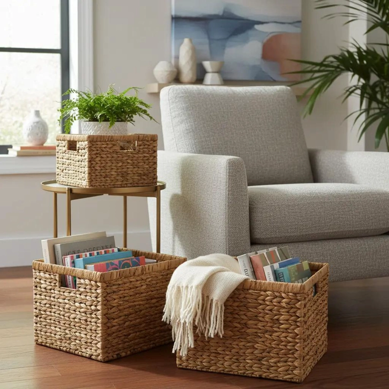 CANASTOS DE FIBRAS NATURALES PARA DECORACION Y ALMACENAMIENTO EN EL HOGAR - 2