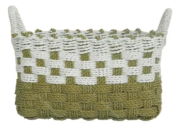 CANASTO DE FIBRA NATURAL CON MANIJAS 26X26X15 CM PARA ALMACENAMIENTO - 1