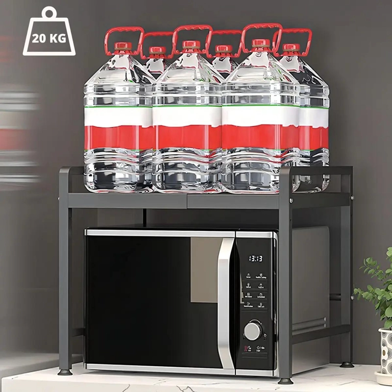 ESTANTE EXPANDIBLE PARA MICROONDAS DE ACERO NEGRO DE 59 CM PARA COCINA - 2
