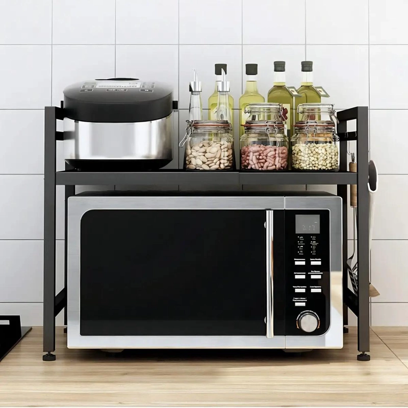 ESTANTE EXPANDIBLE PARA MICROONDAS DE ACERO NEGRO DE 59 CM PARA COCINA - 3