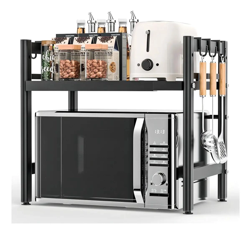 ESTANTE EXPANDIBLE PARA MICROONDAS DE ACERO NEGRO DE 59 CM PARA COCINA - 4