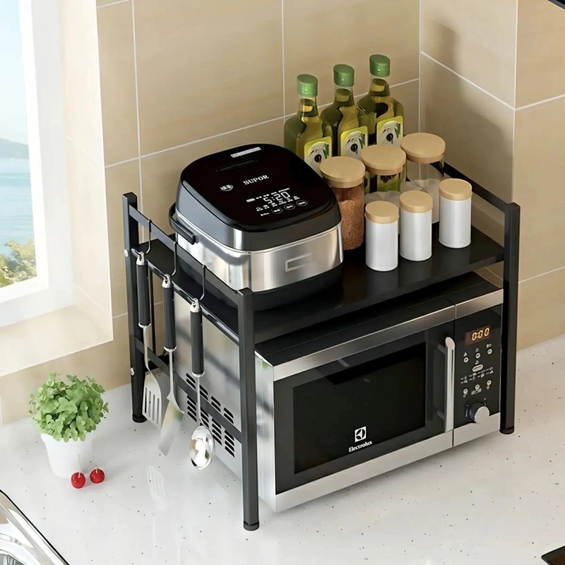 ESTANTE EXPANDIBLE PARA MICROONDAS DE ACERO NEGRO DE 59 CM PARA COCINA - 5