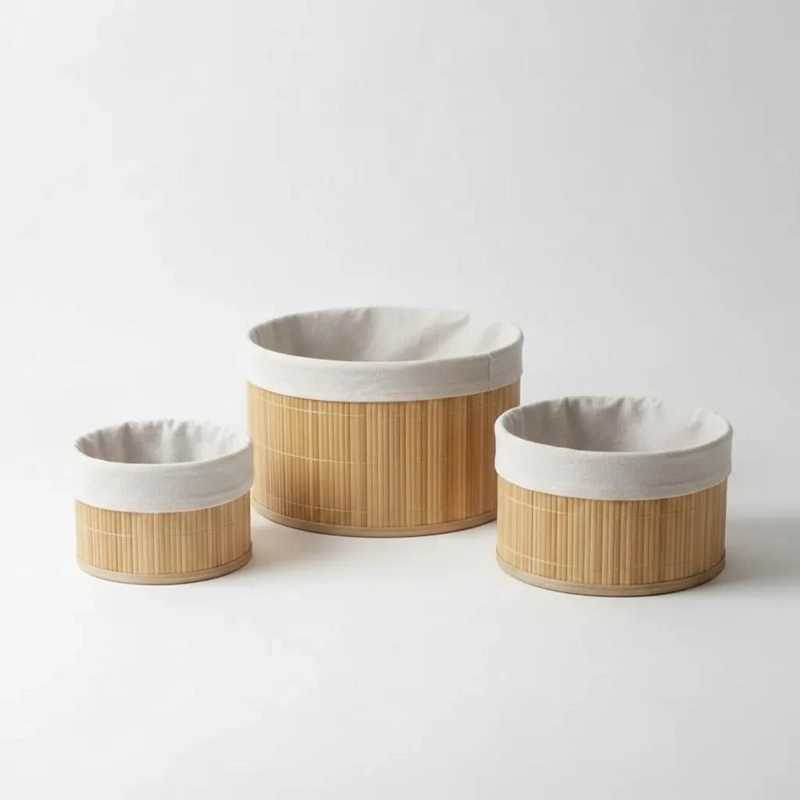 SET DE 3 CESTAS ORGANIZADORAS DE BAMBU PARA ALMACENAMIENTO - 3