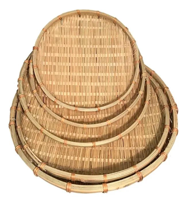 SET DE 5 CESTAS Y BANDEJAS DE MIMBRE PARA ALMACENAMIENTO - 4