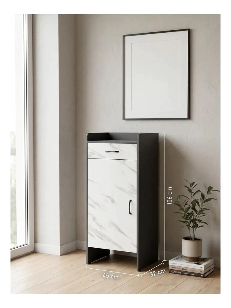 ZAPATERA ESTRECHA CON CAJON Y PUERTA PARA ORGANIZAR CALZADO 45X32X106 CM - 2