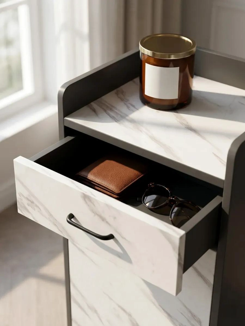 ZAPATERA ESTRECHA CON CAJON Y PUERTA PARA ORGANIZAR CALZADO 45X32X106 CM - 3