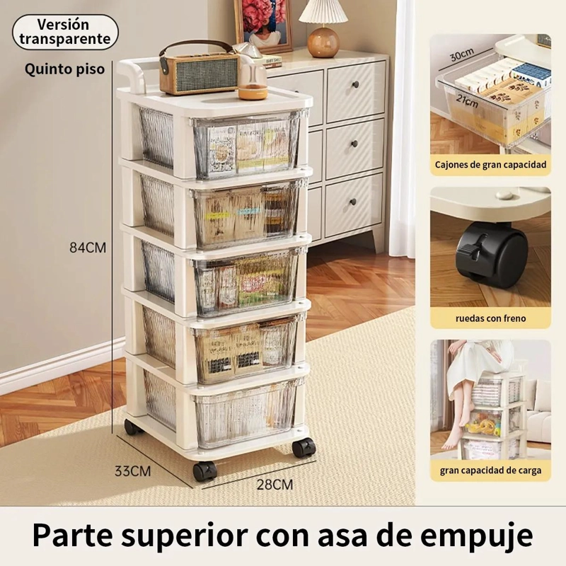 CARRO DE ALMACENAMIENTO CON 5 NIVELES TIPO CAJON PARA COCINA Y BAÑO - 3