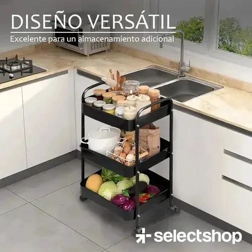 CARRITO ORGANIZADOR METALICO RESISTENTE CON RUEDAS PARA ALMACENAMIENTO - 3