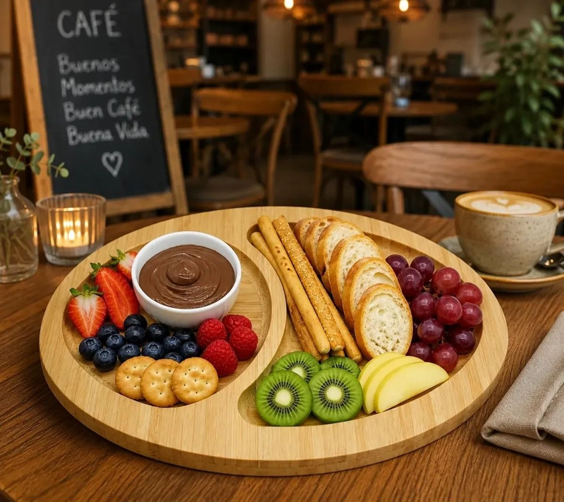 SET DE 4 BANDEJAS DE BAMBU PARA PICOTEO Y FRUTAS SECAS - 1