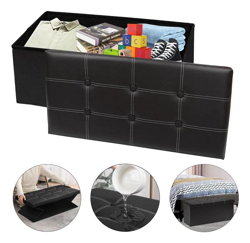 PUFF SILLA CUBO ORGANIZADOR PLEGABLE BANQUETA 76X38X38 CM COLOR - 1