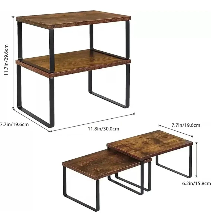SET DE 2 REPISAS APILABLES PARA ORGANIZACION DE COCINA Y HOGAR - 2