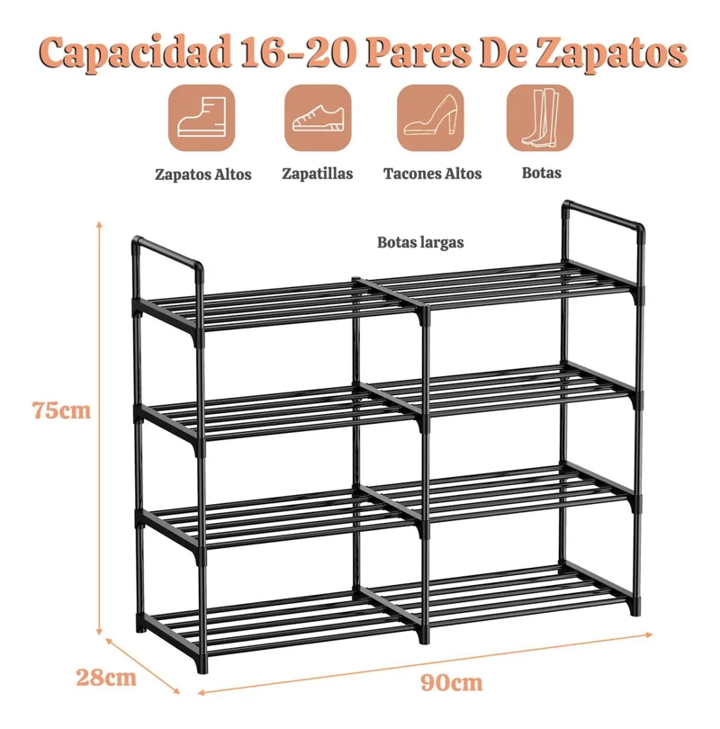ZAPATERO GRANDE DE ACERO CON 4 NIVELES DESMONTABLES PARA 16 PARES - 2
