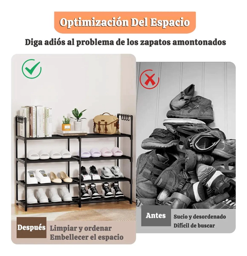 ZAPATERO GRANDE DE ACERO CON 4 NIVELES DESMONTABLES PARA 16 PARES - 5