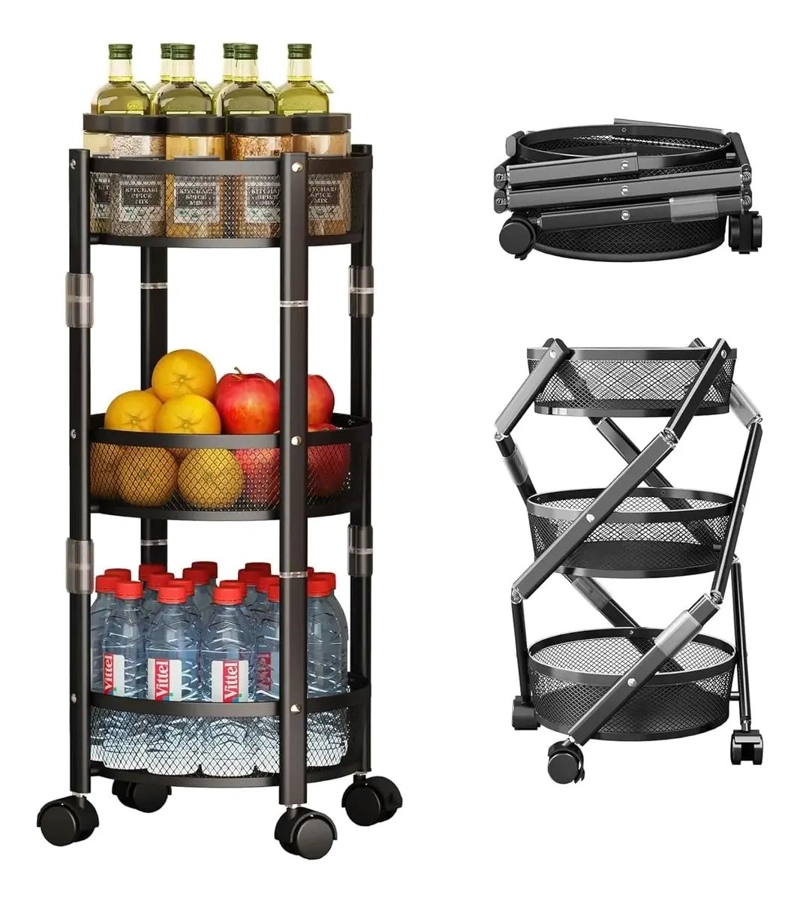 CARRO METALICO CON RUEDAS Y ESTANTES PLEGABLES PARA ORGANIZACION - 1