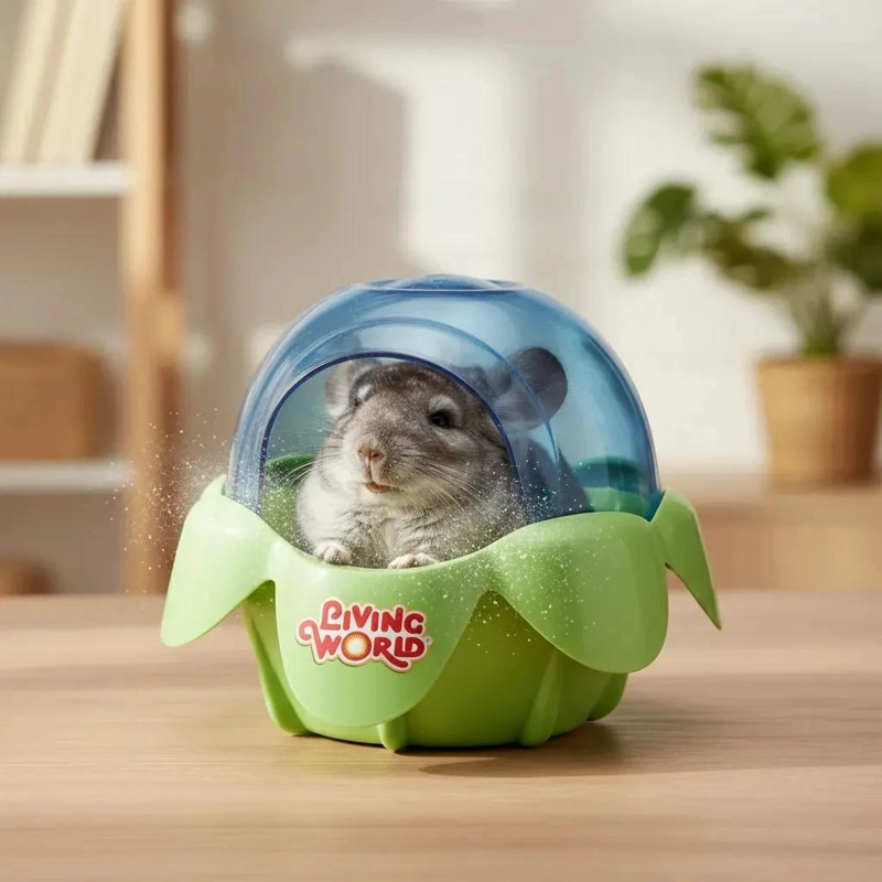 BAÑO PARA CHINCHILLAS Y HAMSTERES COLOR VERDE DE LIVING WORLD - 5