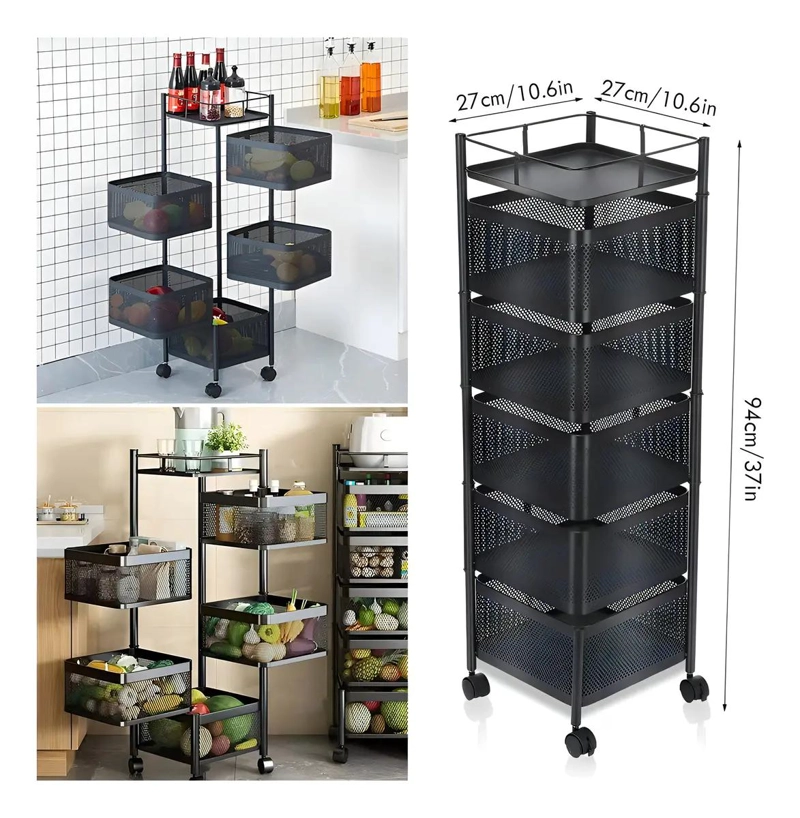 CARRO ORGANIZADOR CON RUEDAS Y 5 NIVELES PARA VERDURAS Y ALIMENTOS - 4