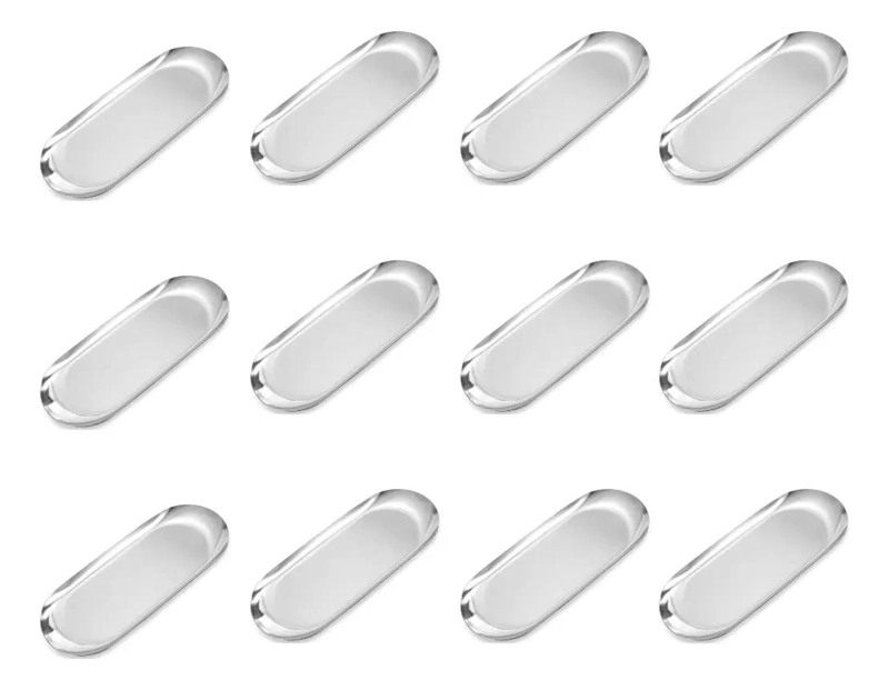 SET DE 12 BANDEJAS OVALADAS DE ACERO PARA TE  Y FRUTA DE 22 CM - 1