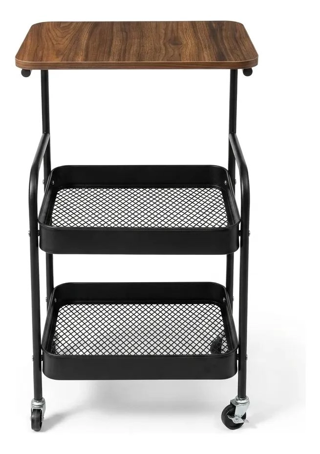 CARRITO ORGANIZADOR DE 3 NIVELES CON RUEDAS DE MADERA Y METAL - 1