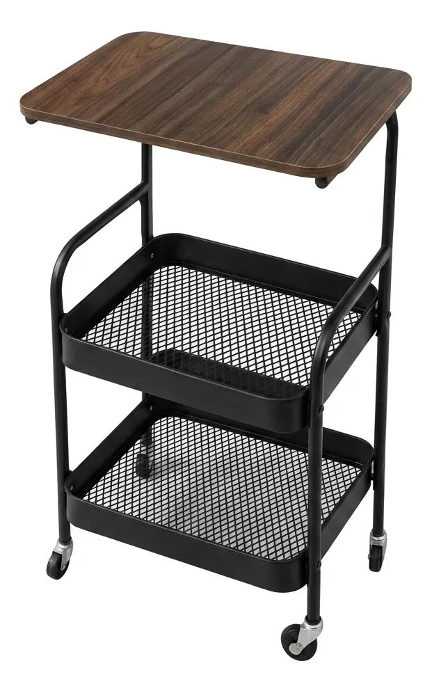 CARRITO ORGANIZADOR DE 3 NIVELES CON RUEDAS DE MADERA Y METAL - 2
