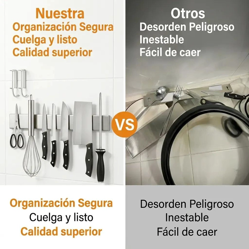 BARRA MAGNE TICA PARA CUCHILLOS Y HERRAMIENTAS DE COCINA DE 40 Y 30 CM - 2