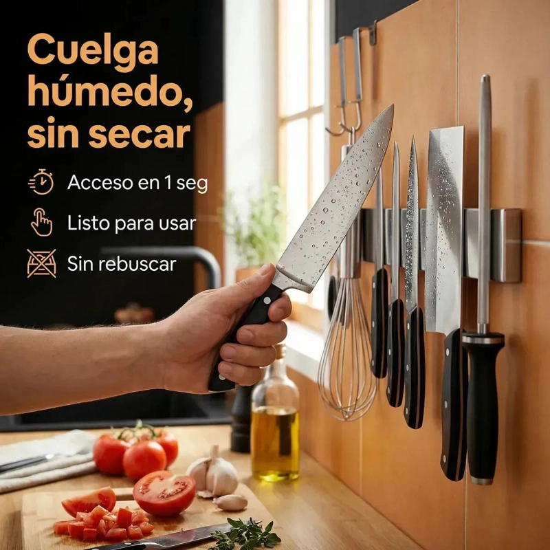 BARRA MAGNE TICA PARA CUCHILLOS Y HERRAMIENTAS DE COCINA DE 40 Y 30 CM - 3
