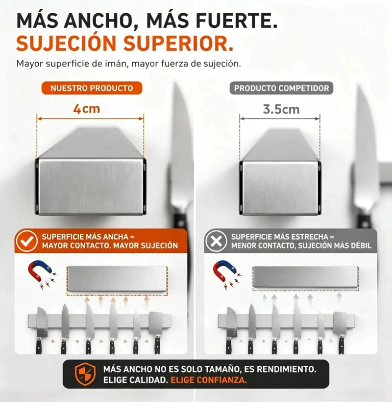 BARRA MAGNE TICA PARA CUCHILLOS Y HERRAMIENTAS DE COCINA DE 40 Y 30 CM - 4