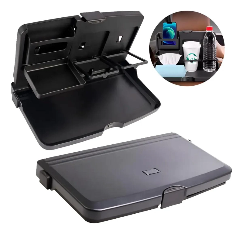 BANDEJA PLEGABLE PARA AUTO CON PORTA VASOS Y SOPORTE PARA COMIDA - 1