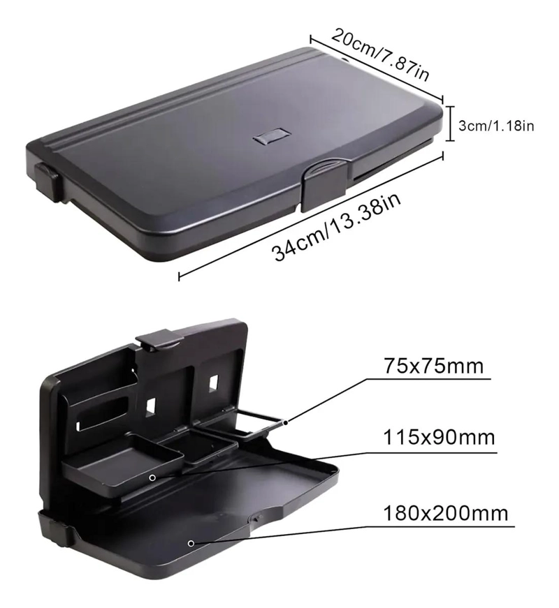 BANDEJA PLEGABLE PARA AUTO CON PORTA VASOS Y SOPORTE PARA COMIDA - 2