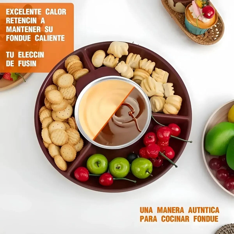 FUNDIDOR PARA FONDUE DE CHOCOLATE CON BANDEJA EXTRAIBLE Y CONTROL DE TEMPERATURA - 5
