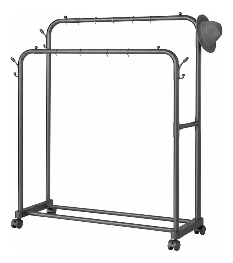 RACK PERCHERO PARA COLGAR ROPA CON DOS NIVELES Y DISEÑO TIPO ARMARIO - 1