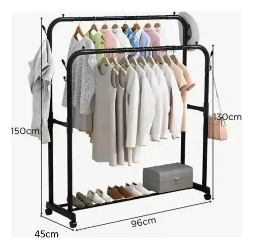 RACK PERCHERO PARA COLGAR ROPA CON DOS NIVELES Y DISEÑO TIPO ARMARIO - 2