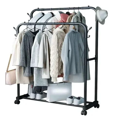 RACK PERCHERO PARA COLGAR ROPA CON DOS NIVELES Y DISEÑO TIPO ARMARIO - 5