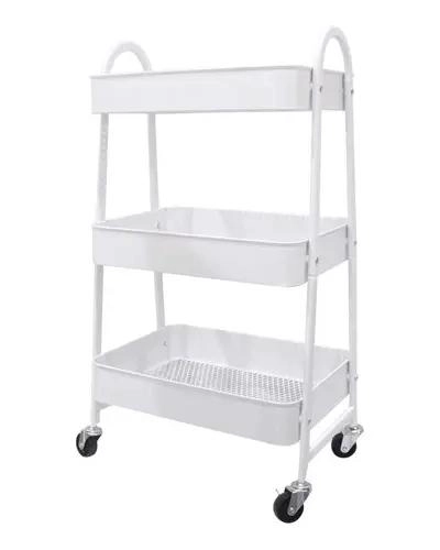 ORGANIZADOR DE COCINA METALICO CON 3 NIVELES Y RUEDAS PARA ALMACENAMIENTO - 1