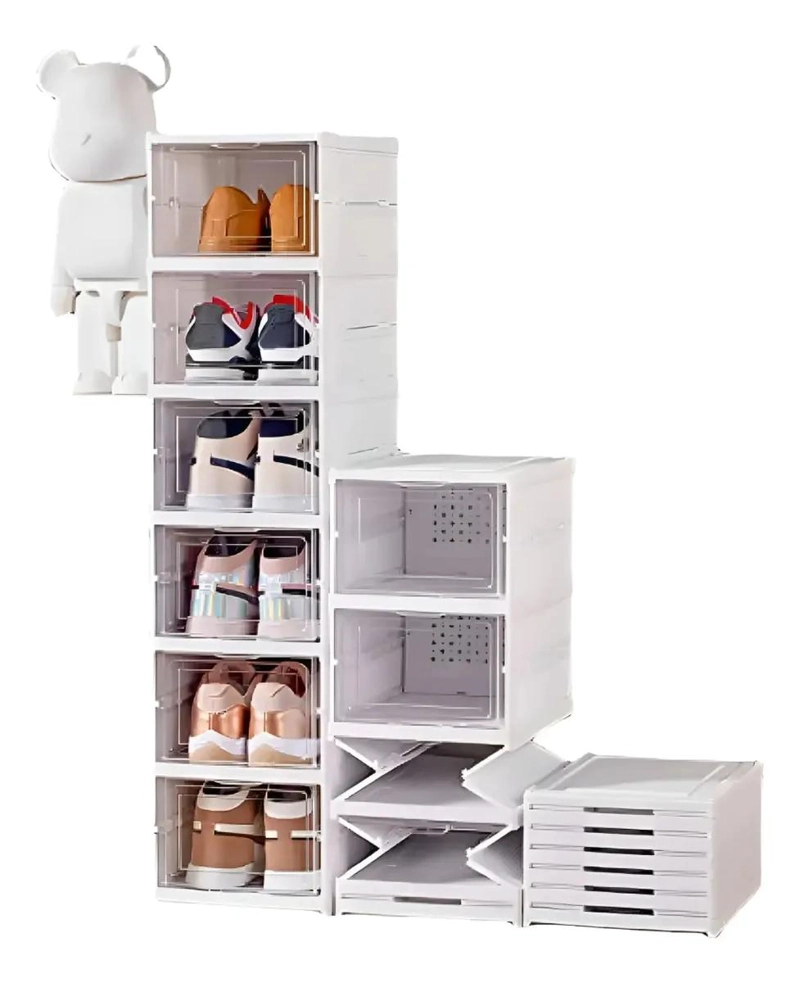 SET DE 6 CAJAS ORGANIZADORAS APILABLES PARA ZAPATOS PLEGABLES - 2