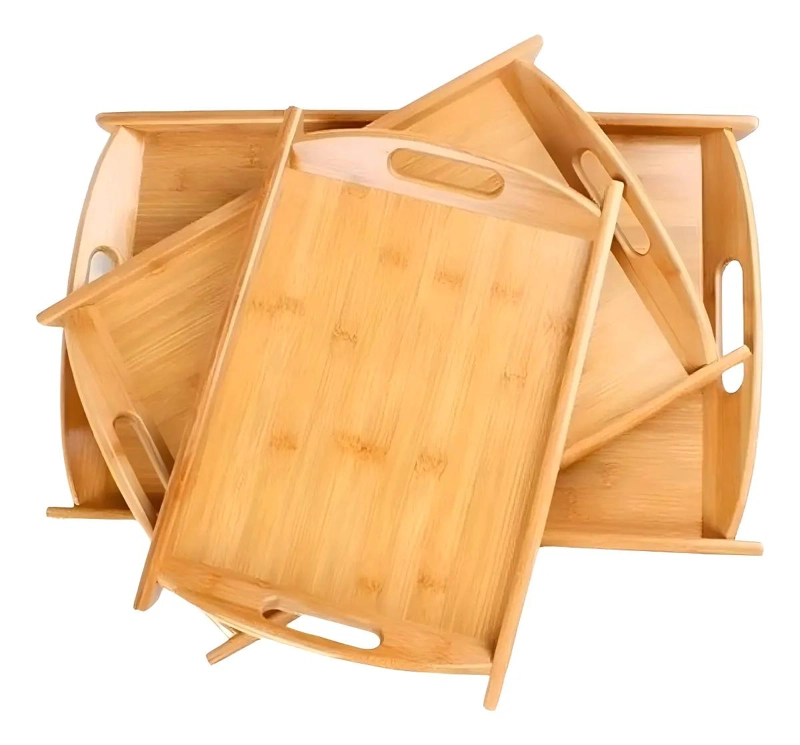 SET DE 3 BANDEJAS DE BAMBU PARA DESAYUNO Y SERVIR - 1