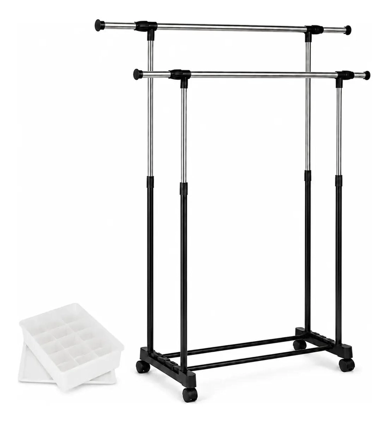 PERCHERO METALICO CON RUEDAS PARA ORGANIZAR ROPA Y ACCESORIOS - 1