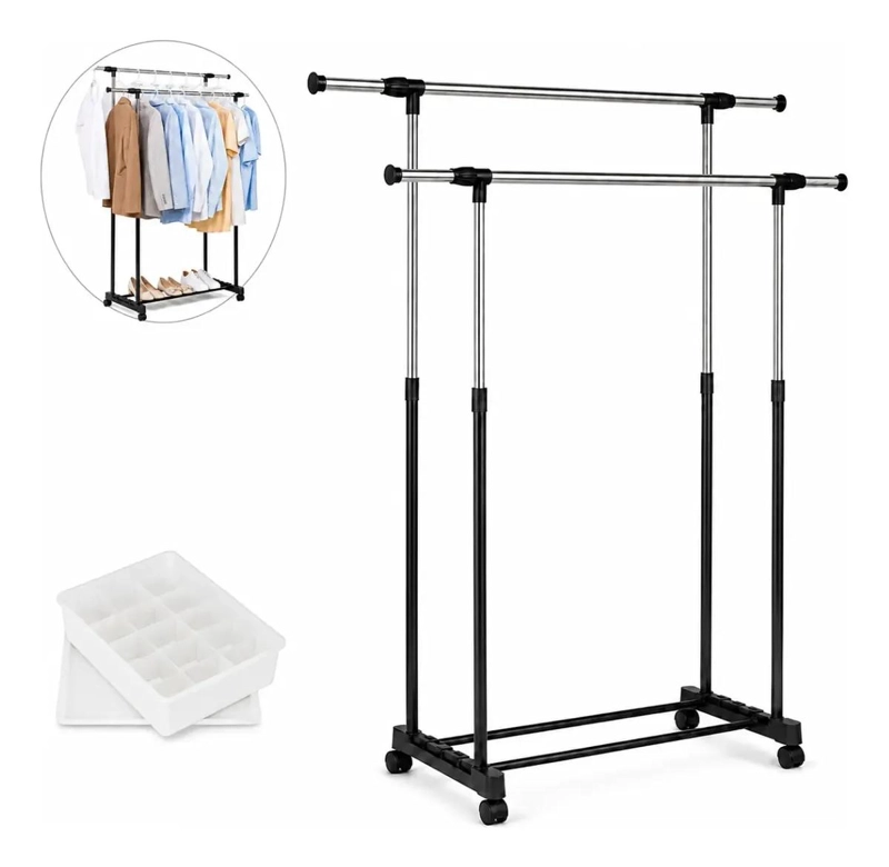 PERCHERO METALICO CON RUEDAS PARA ORGANIZAR ROPA Y ACCESORIOS - 2