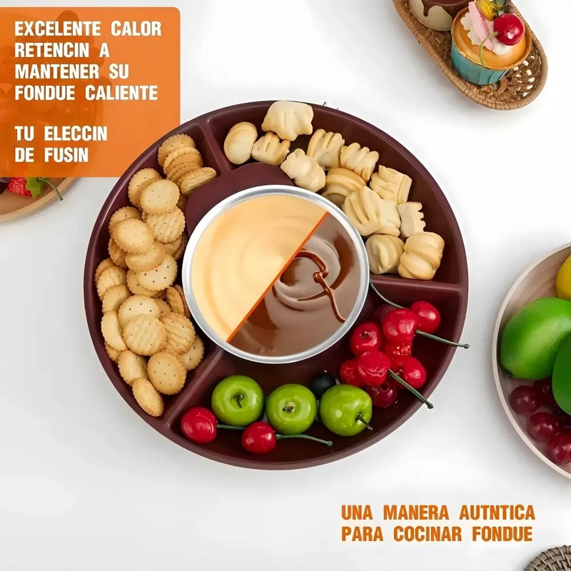 FUNDIDOR PARA FONDUE DE CHOCOLATE CON BANDEJA EXTRAIBLE Y CONTROL DE TEMPERATURA - 4