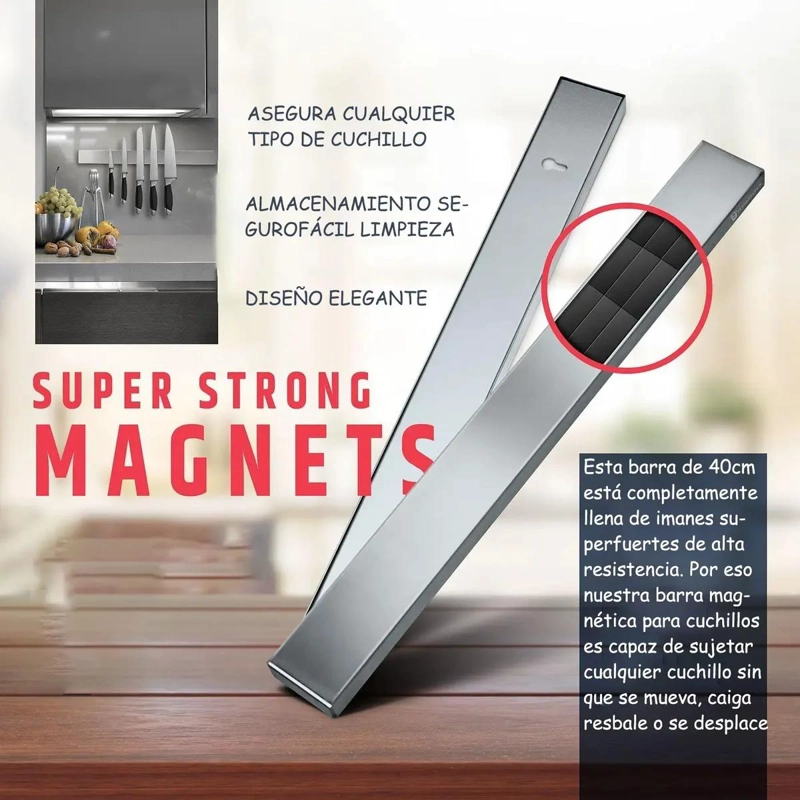 BARRA MAGNE TICA PARA CUCHILLOS DE 40 CM PARA COCINA Y UTENSILIOS - 2