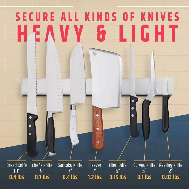 BARRA MAGNE TICA PARA CUCHILLOS DE 40 CM PARA COCINA Y UTENSILIOS - 5