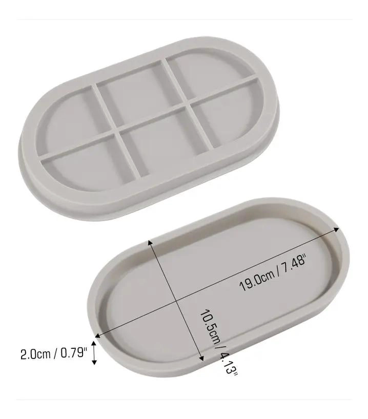 SET DE MOLDES DE SILICONA PARA JARRONES Y PORTAVELAS CON BANDEJA OVALADA - 2