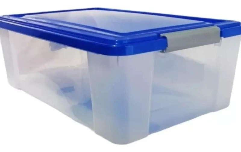SET DE 3 CAJAS ORGANIZADORAS TRANSPARENTES CON CIERRE DE GANCHO DE 38 LITROS - 1