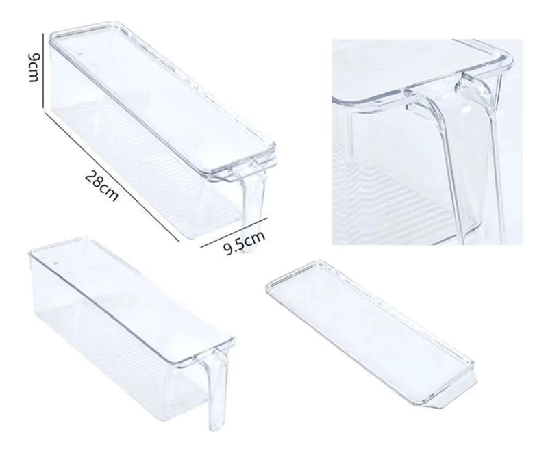 SET DE 6 CONTENEDORES ORGANIZADORES PARA REFRIGERADOR CON TAPA 28X9 CM - 3