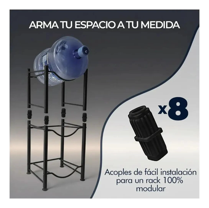 ESTANTE ORGANIZADOR PARA BOTELLONES DE AGUA DE 20 LITROS CON 4 BASES NEGRAS - 5