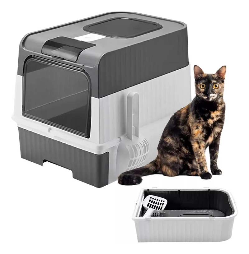 ARENERO CERRADO PLEGABLE GRANDE PARA GATOS CON PALA RECOGEDORA INCLUIDA - 1