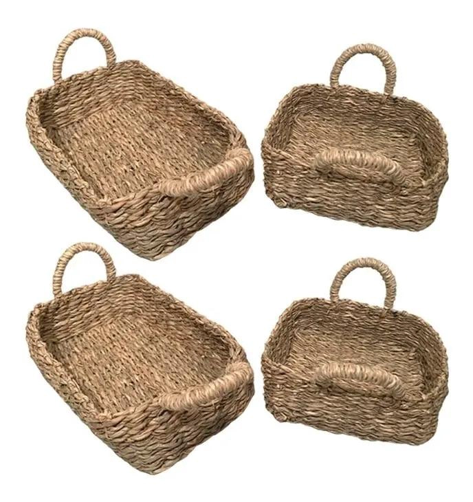 SET DE 4 CESTAS DE MIMBRE PARA ALMACENAMIENTO Y DECORACION - 1