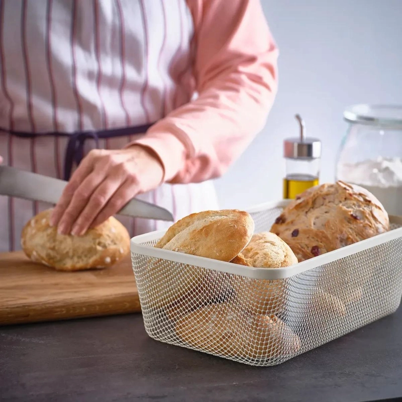 CESTA METALICA BLANCA PARA ALIMENTOS DE 30X20X11 CM PARA COCINA - 4