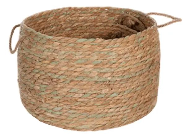 CANASTO BEIGE CON MANIJAS DE 38X32X24 CM PARA ALMACENAMIENTO - 1